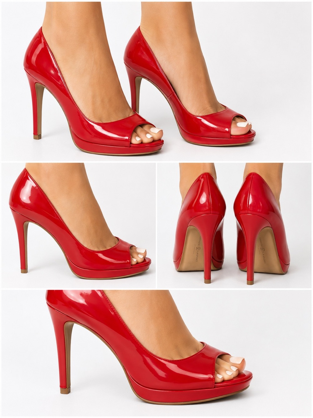 Chinese Laundry Mild Red Patent Leather Peep Open Toe Platform Pumps Size 7.5